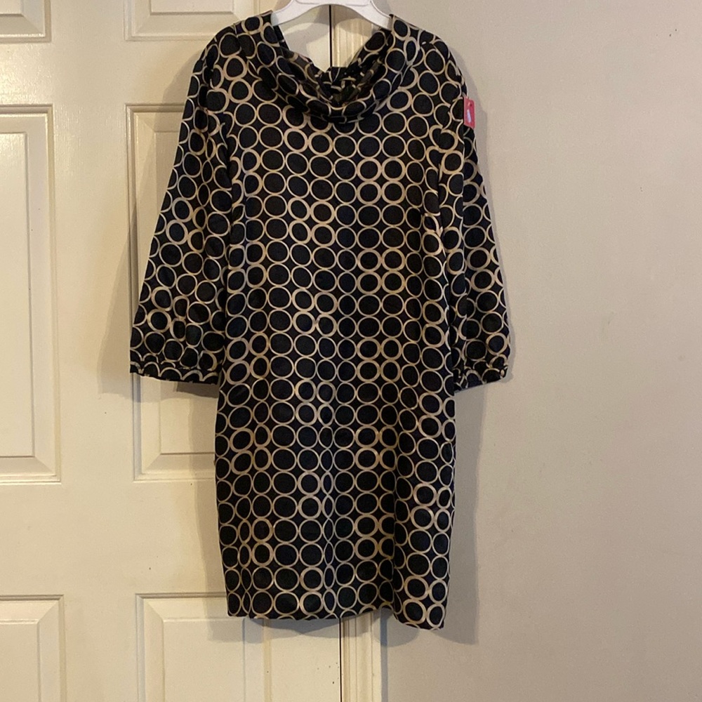 J Crew Black & Gold print dress